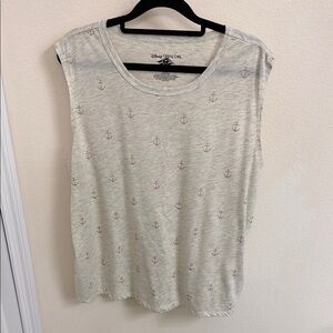 Disney Cruise Line Cream Sleeveless Tee Pink Mickey Anchors
